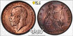 Great Britain George V 1912-h Penny, Choice Uncirculated Certified Pcgs Ms-64rb