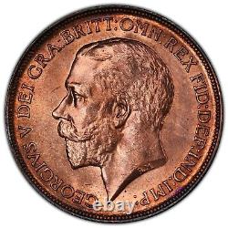 Great Britain George V 1912-h Penny, Choice Uncirculated Certified Pcgs Ms-64rb