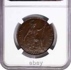 Great Britain George V 1918-kn Penny Almost Uncirculated Ngc Certified Au55-bn