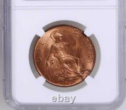 Great Britain George V 1921 Penny, Gem Uncirculated, Certified Ngc Ms-65-rb