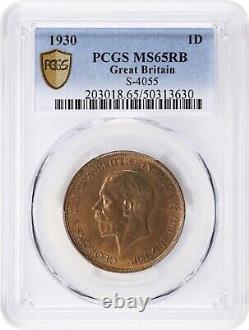 Great Britain George V 1930 Penny, Gem Uncirculated, Pcgs Certified Ms-65-rb