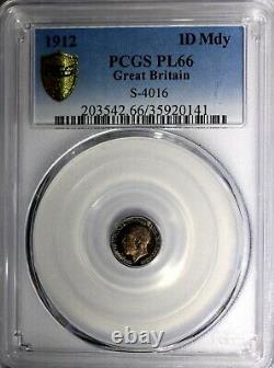 Great Britain George V Silver 1912 1 Penny PCGS PL66 PROOFLIKE RAINBOW KM#811