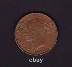 Great Britain UK Penny Victoria Coin 1849 with lamination peel error