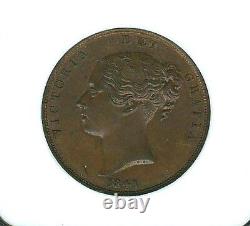 Great Britain Victoria 1841 1 Penny Coin, Uncirculated, Certified Ngc Ms63-bn