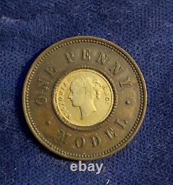 Great Britain Victoria 1844 1 Penny Model Token/pattern Coin Almost Uncirculated