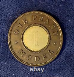 Great Britain Victoria 1844 1 Penny Model Token/pattern Coin Almost Uncirculated