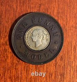 Great Britain Victoria 1844 1 Penny Model Token/pattern Coin Almost Uncirculated
