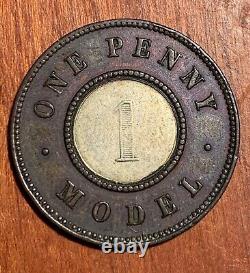 Great Britain Victoria 1844 1 Penny Model Token/pattern Coin Almost Uncirculated