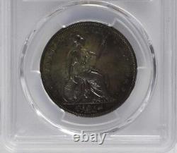 Great Britain Victoria 1848/6 Penny Coin Almost Uncirculated Certified Pcgs Au58