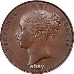 Great Britain Victoria 1853 1 Penny Coin, Uncirculated, Certified Pcgs Ms 63-bn