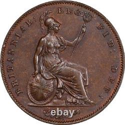 Great Britain Victoria 1853 1 Penny Coin, Uncirculated, Certified Pcgs Ms 63-bn