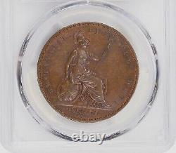 Great Britain Victoria 1853 1 Penny Coin, Uncirculated, Certified Pcgs Ms 63-bn