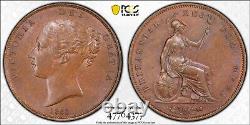 Great Britain Victoria 1853 1 Penny Coin, Uncirculated, Certified Pcgs Ms 63-bn