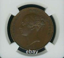 Great Britain Victoria 1858/3 1 Penny Coin, Uncirculated, Certified Ngc Ms64-bn