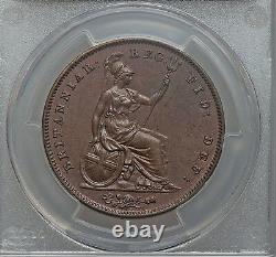 Great Britain Victoria 1858/7 1 Penny Coin Uncirculated, Certified Pcgs Ms62-bn