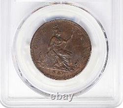 Great Britain Victoria 1860 1 Penny Coin, Uncirculated, Pcgs Certified Ms62-bn