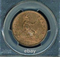 Great Britain Victoria 1862 Penny, Choice Uncirculated, Certified Pcgs Ms64-rb