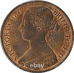 Great Britain Victoria 1862 Penny Coin, Uncirculated, Certified Pcgs Ms62-rb