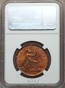 Great Britain Victoria 1866 Penny, Choice Uncirculated, Certified Ngc Ms64-rb