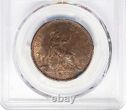 Great Britain Victoria 1866 Penny, Choice Uncirculated, Pcgs Certified Ms63-bn