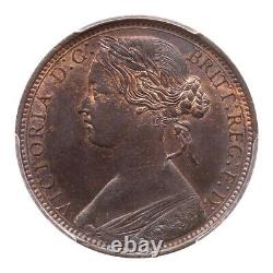 Great Britain Victoria 1868 1 Penny Coin Uncirculated, Pcgs Certified Ms64-bn