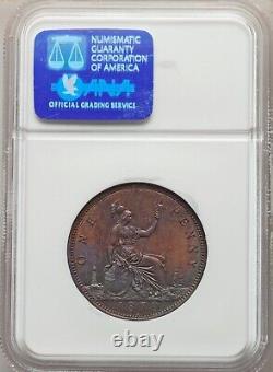 Great Britain Victoria 1870 Penny, Uncirculated, Ngc Certified Ms62-bn