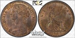 Great Britain Victoria 1872 Penny, Choice Uncirculated, Certified Pcgs Ms64-bn