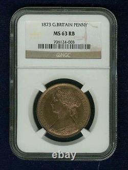 Great Britain Victoria 1873 1 Penny, Choice Uncirculated, Certified Ngc Ms63rb