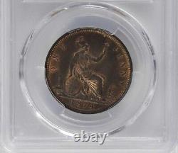 Great Britain Victoria 1874-h Penny Coin, Uncirculated, Certified Pcgs Ms65-rb