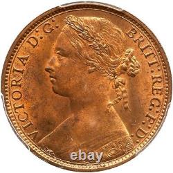 Great Britain Victoria 1875 Penny, Choice Uncirculated, Certified Pcgs Ms64-rb