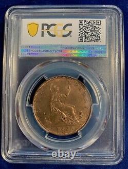 Great Britain Victoria 1876-h Penny Coin, Uncirculated, Certified Pcgs Ms64-rb