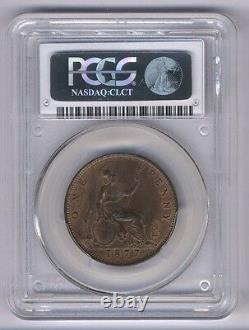 Great Britain Victoria 1877 Penny, Choice Uncirculated, Certified Pcgs Ms64-rb