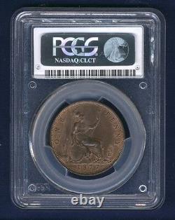 Great Britain Victoria 1877 Penny, Choice Uncirculated, Certified Pcgs Ms64-rb