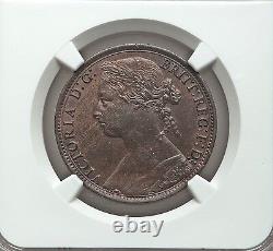 Great Britain Victoria 1879 1 Penny Coin, Uncirculated, Certified Ngc Ms 64-bn