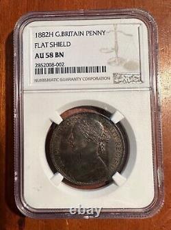 Great Britain Victoria 1882-h Penny, Almost Uncirculated, Certified Ngc Au58-bn