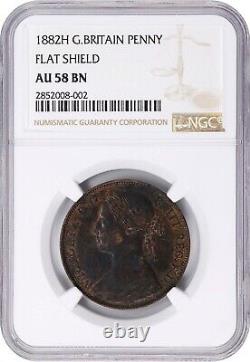 Great Britain Victoria 1882-h Penny, Almost Uncirculated, Certified Ngc Au58-bn