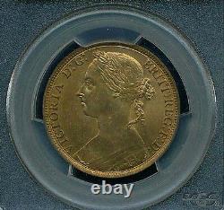 Great Britain Victoria 1885 Penny, Gem Uncirculated, Certified Pcgs Ms65-rb