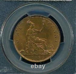 Great Britain Victoria 1885 Penny, Gem Uncirculated, Certified Pcgs Ms65-rb