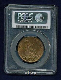 Great Britain Victoria 1887 Penny, Choice Uncirculated, Certified Pcgs Ms64-rb