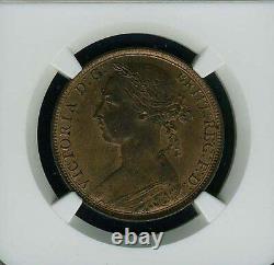 Great Britain Victoria 1890 1 Penny, Choice Uncirculated, Certified Ngc Ms63-rb