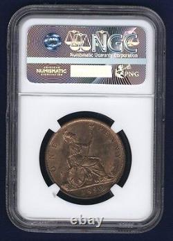 Great Britain Victoria 1890 1 Penny, Choice Uncirculated, Certified Ngc Ms64-rb