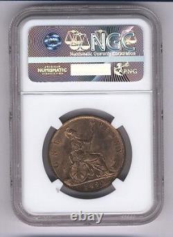 Great Britain Victoria 1890 1 Penny, Choice Uncirculated, Certified Ngc Ms64-rb