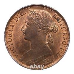 Great Britain Victoria 1894 1 Penny Coin Uncirculated, Certified Pcgs Ms64-rb