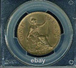 Great Britain Victoria 1895 1 Penny Gem Uncirculated, Certified Pcgs Ms65-rb