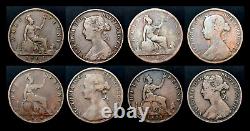 Half Penny Queen Victoria Set of 4 Great Britain Old Coins