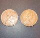 Lot (2) 1971 Great Britain One 1 New Penny Queen Elizabeth Ii Coin Free Shipping
