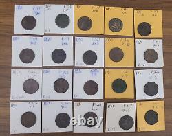 Lot Of 20 Bronze Half Pennies Dated 1860 GB Victoria As Imaged