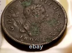 Major Error Counter Stamped And Die Lamination 1806 Great Britain Penny IDm102