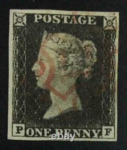 Momen Great Britain Sg #1 1840 Imperf Penny Black Used Lot #63201