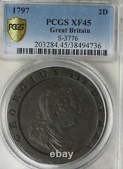 Nice Original 1797 George III 2 Pence Cartwheel Great Britain Coin PCGS XF45